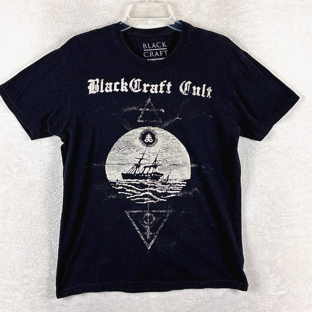 Blackcraft Cult TShirt Mens M Black White Ship Witchcraft Occult Goth Emo Metal
